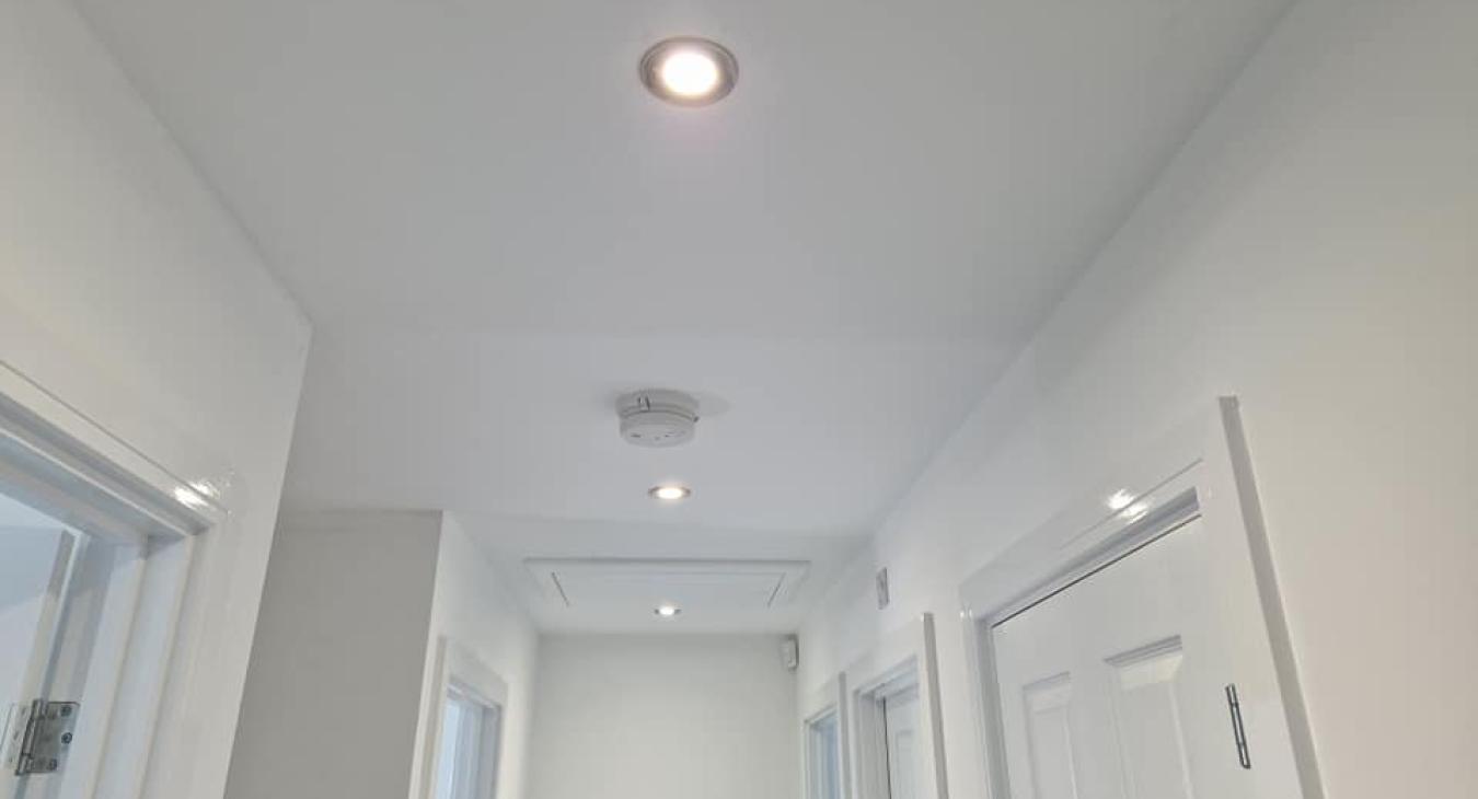 Spot lights installed in new build hallway in Leftwich