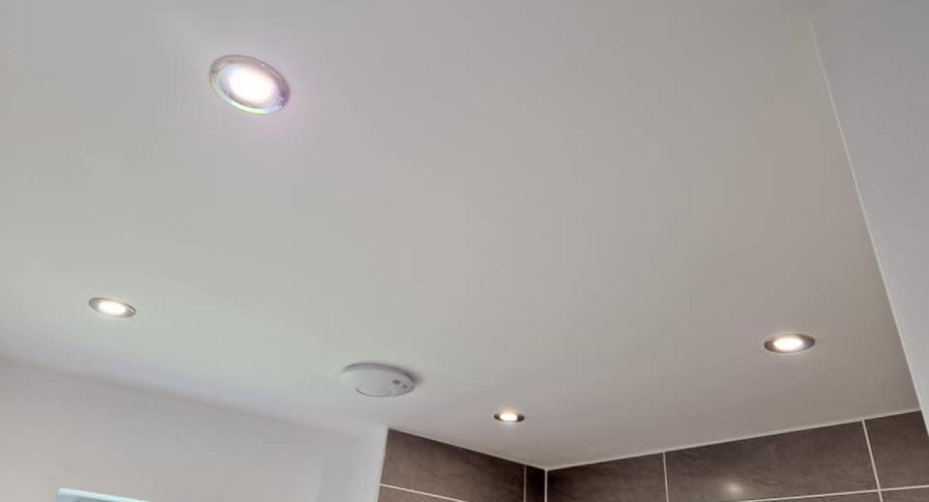 Spot lights installed in new build bathroom in Leftwich