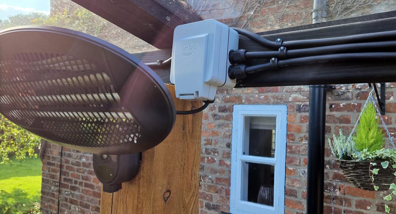 Outdoor heater installed in Bostock by C Smith Electrical